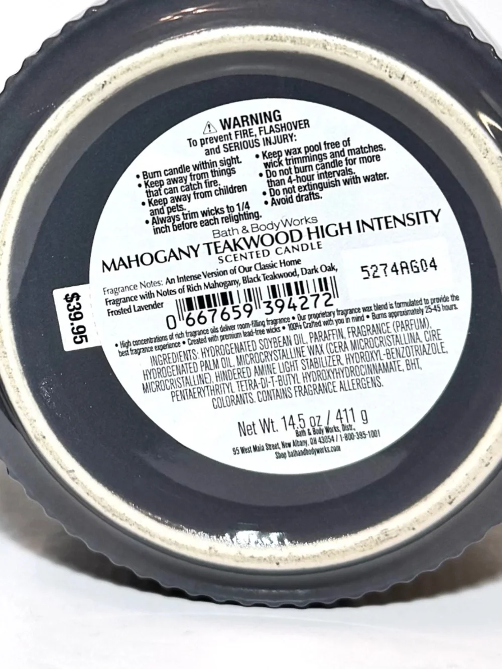 MAHOGANY TEAKWOOD High Intensity 3-Wick Candle